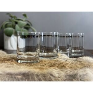 Four Culver Silver Devon Glassware Double old‎ fashioned set platinum barware